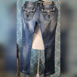 Rock Revival Blue Straight Leg Jeans with Vintage Appeal